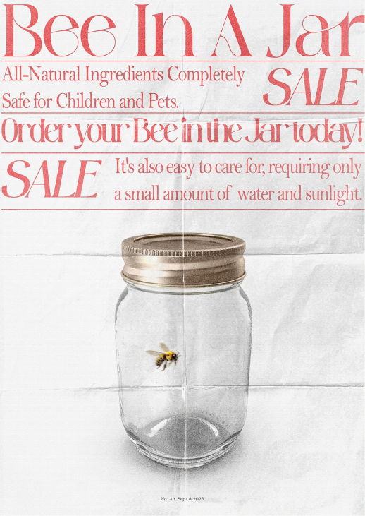 bee in a jar, vintage poster